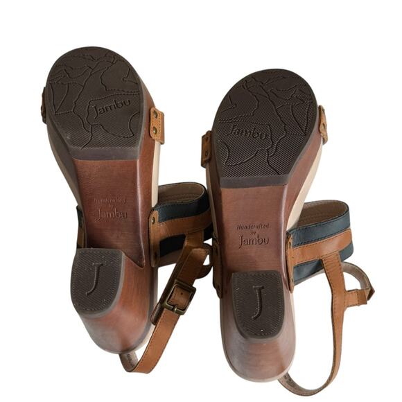 Jambu Viola Hand Crafted Leather Platform Wood Grain Clogs Women's Size 8.5 - Picture 7 of 11